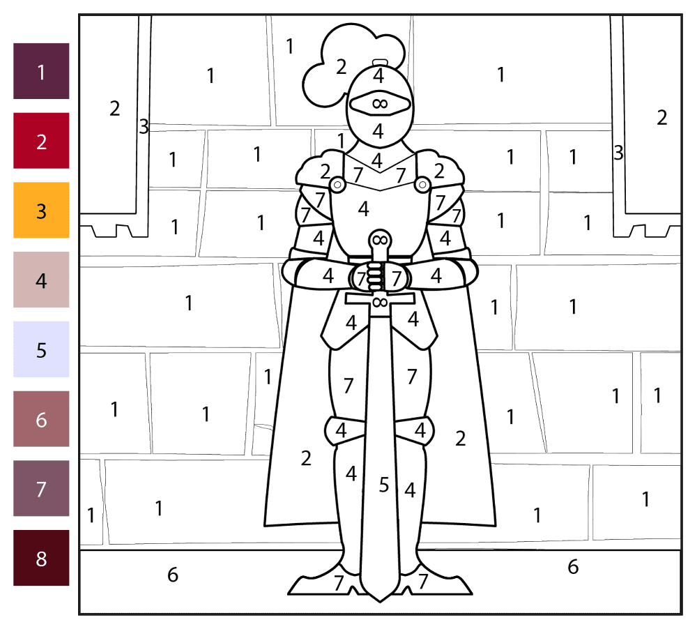 Knight Color By Number Coloring Page Md 9.05.33 PM Coloring Page — Free Printable — free printable coloring page